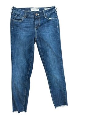 Bullhead Dark Blue Ankle Skinny Jeans with Raw Hem Mid Rise